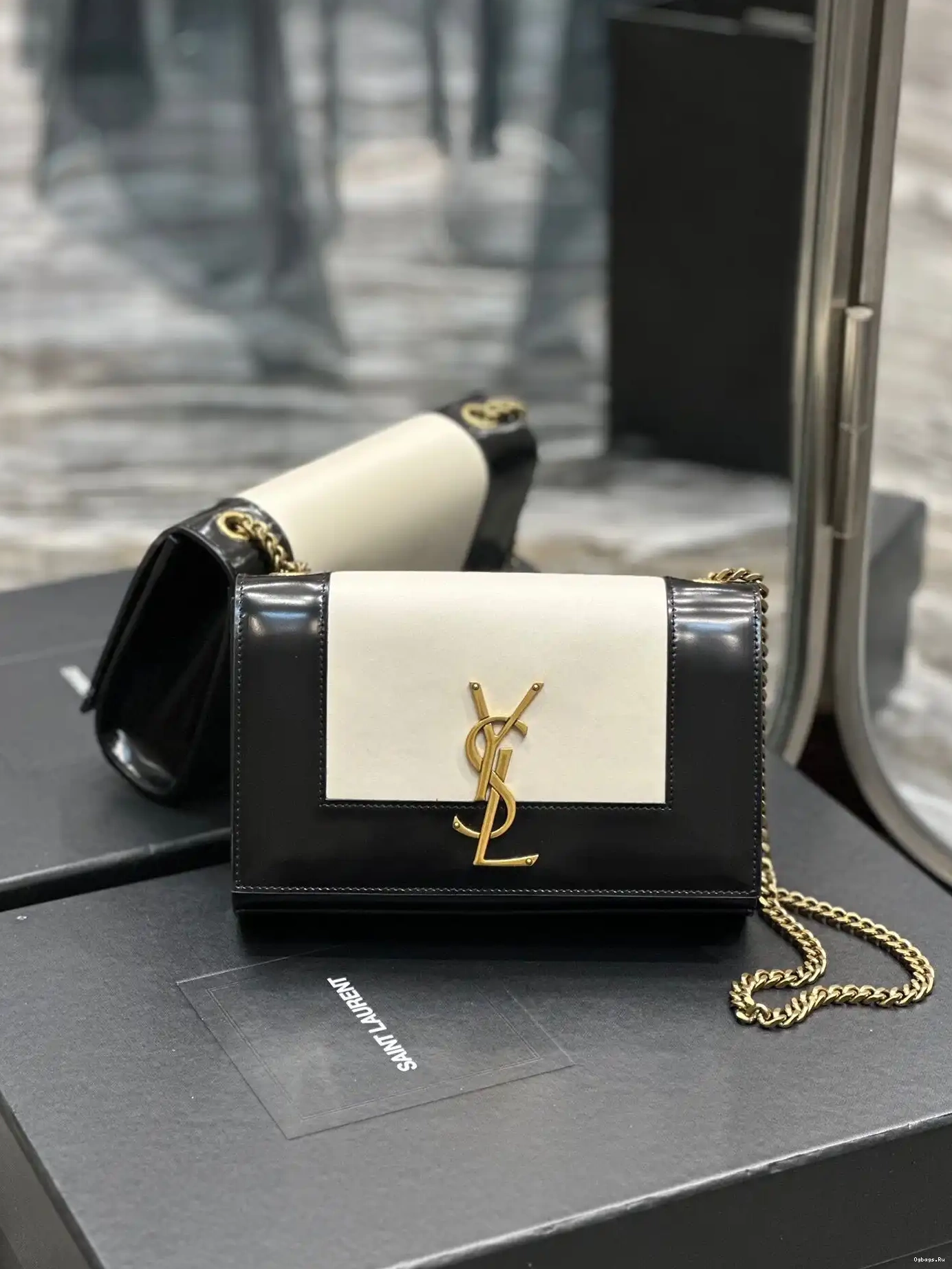 two-tone small leather YSL bag shoulder Kate 0408